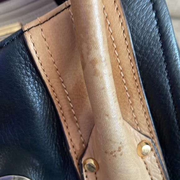 B. Makowsky Rockefeller Leather Satchel Black and Tan - Picture 14 of 15